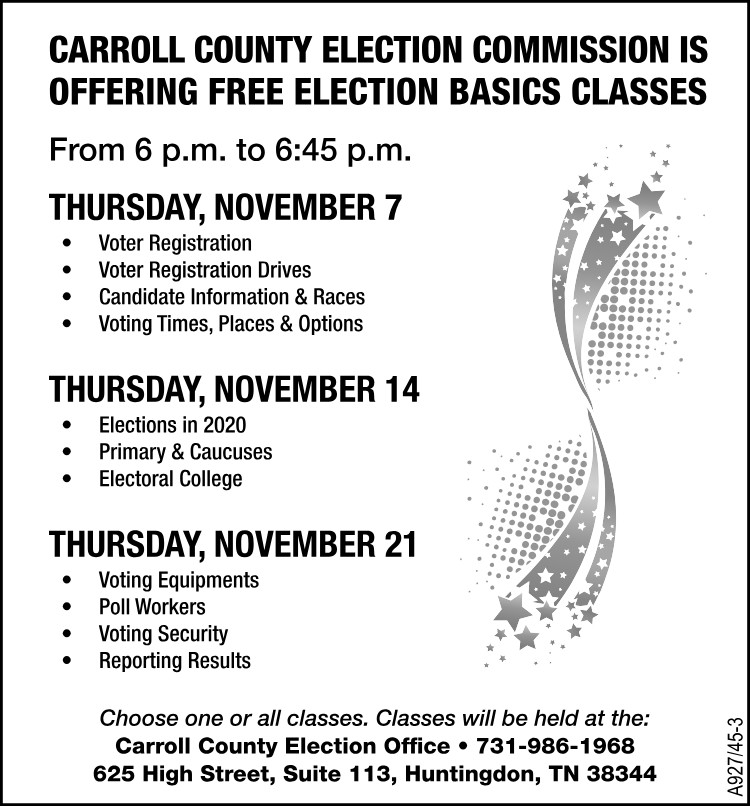 Carroll County Election Commission - Election Classes