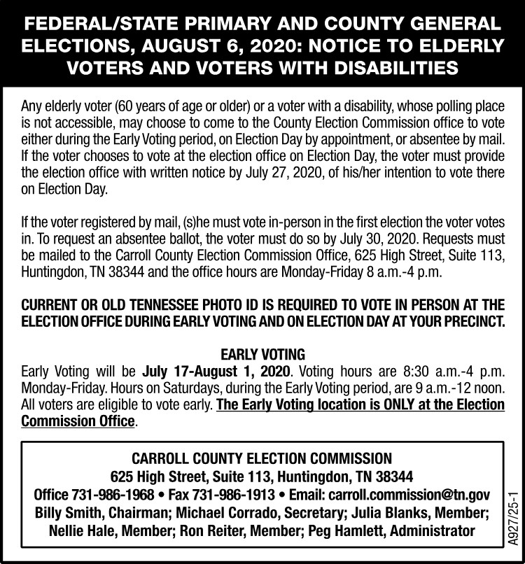 Public Notice - Elderly Voters