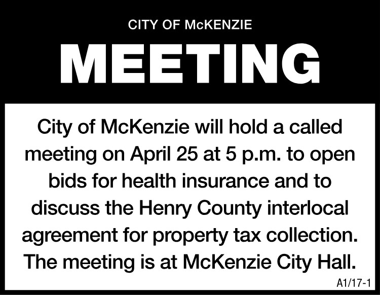 City of McKenzie Bids Meeting