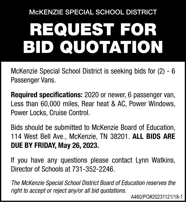 McKenzie School District - Bids for Vans