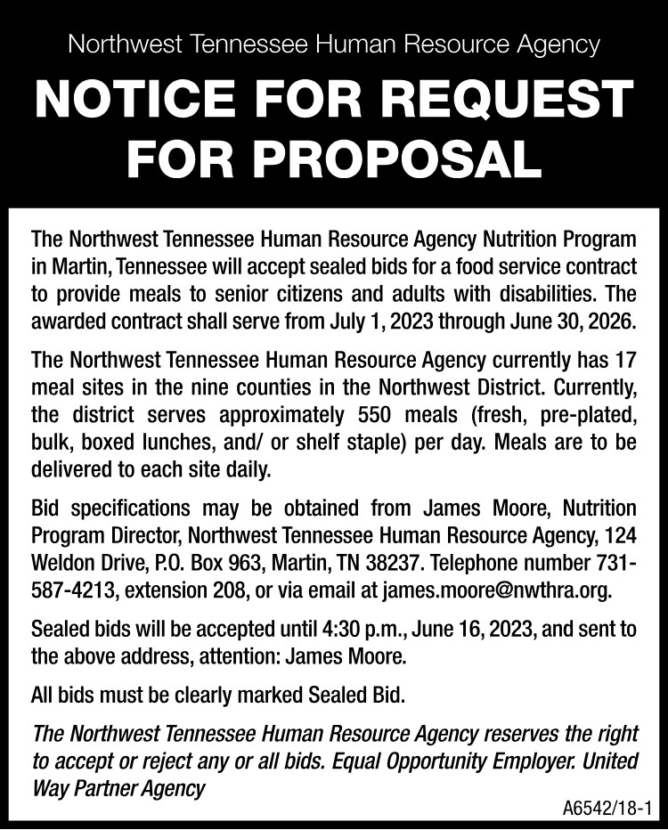 Notice for Request for Proposal - NWTN Food Bids