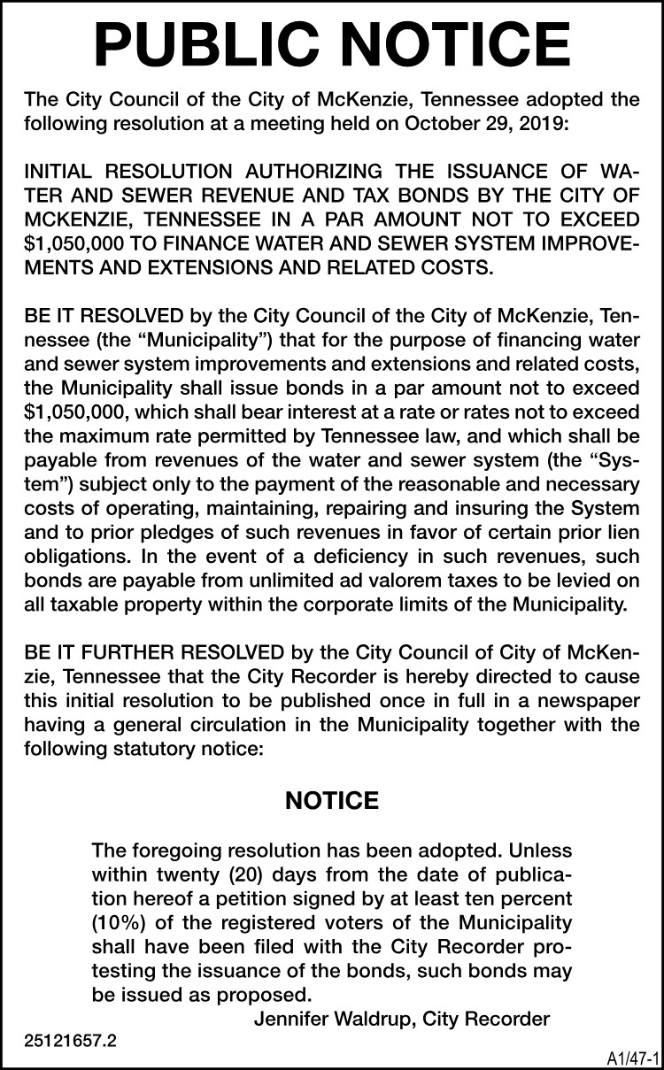 McKenzie Water Board Notice