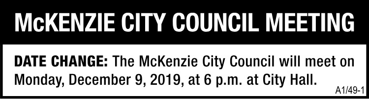 McKenzie City Council Date Change