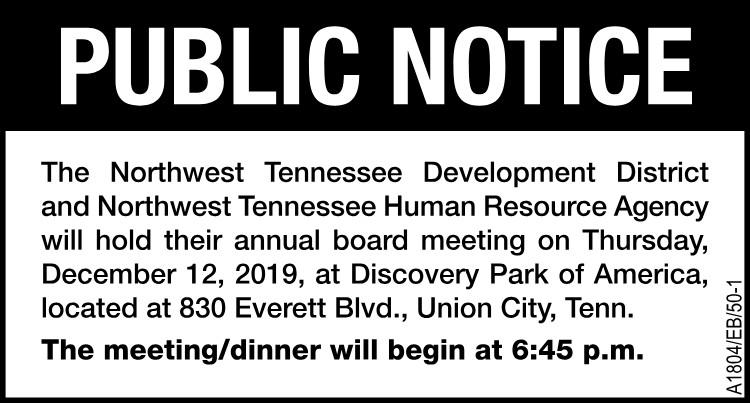 Public Notice - NWTN Development Council and Human Resource Agency Board Meeting