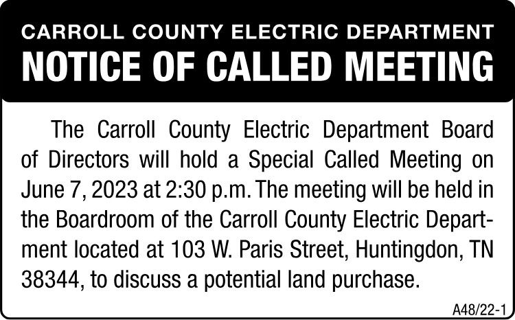 Carroll Co Electric NOTICE of Meeting
