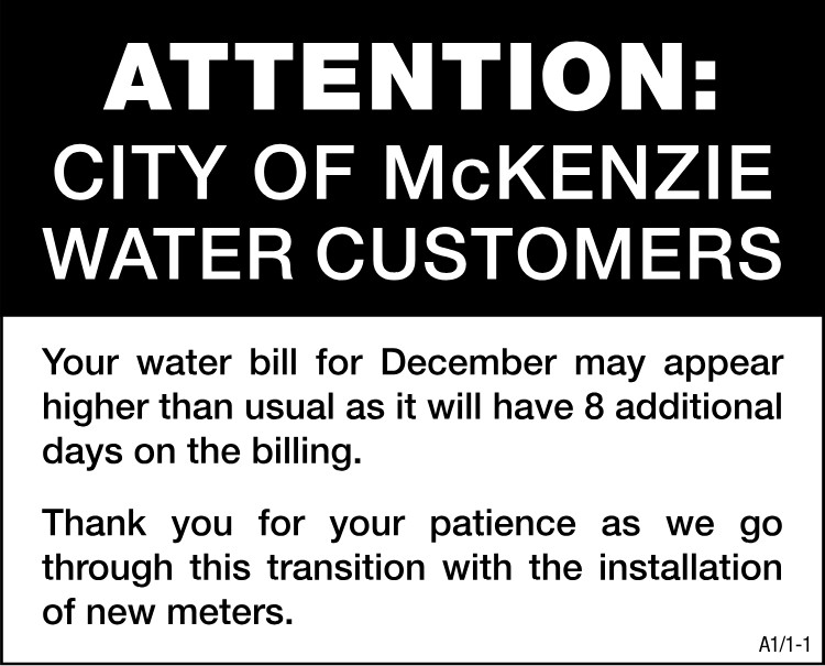 City of McKenzie - Atten Water Customers