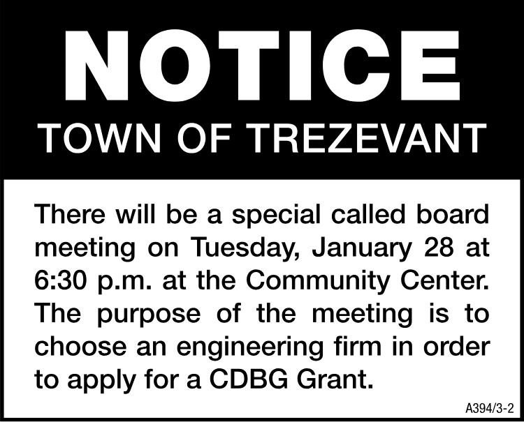 Town of Trezevant - NOTICE