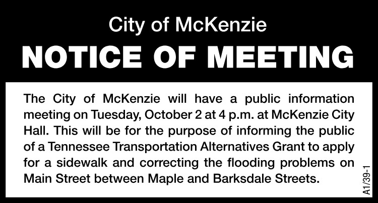 City of McKenzie - Meeting Oct 2 Grants