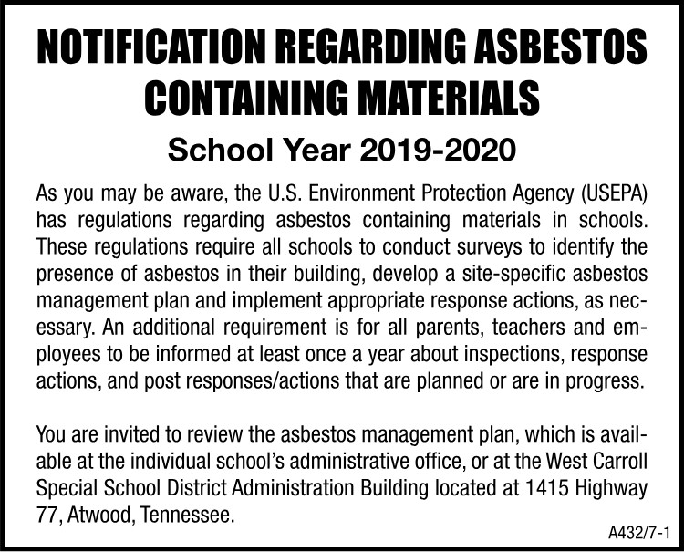 WCSSD - Notification Regarding Asbestos
