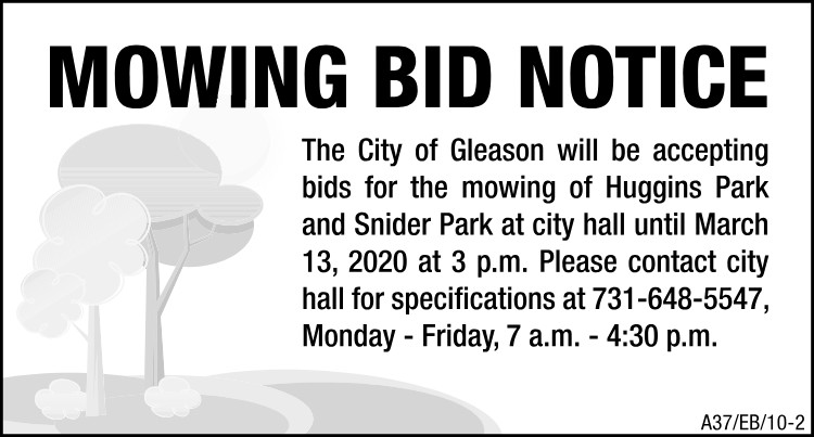 City of Gleason Bid Notice Mowing