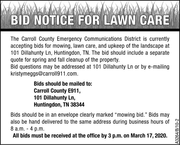 Bid Notice Lawncare Carroll Co E911