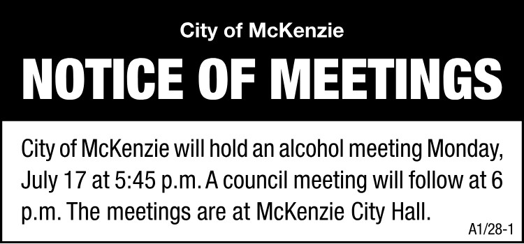 City of McKenzie Notice of Alcohol Meeting