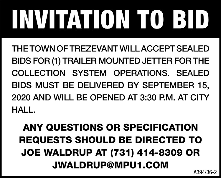 Town of Trezevant - Bid Notice