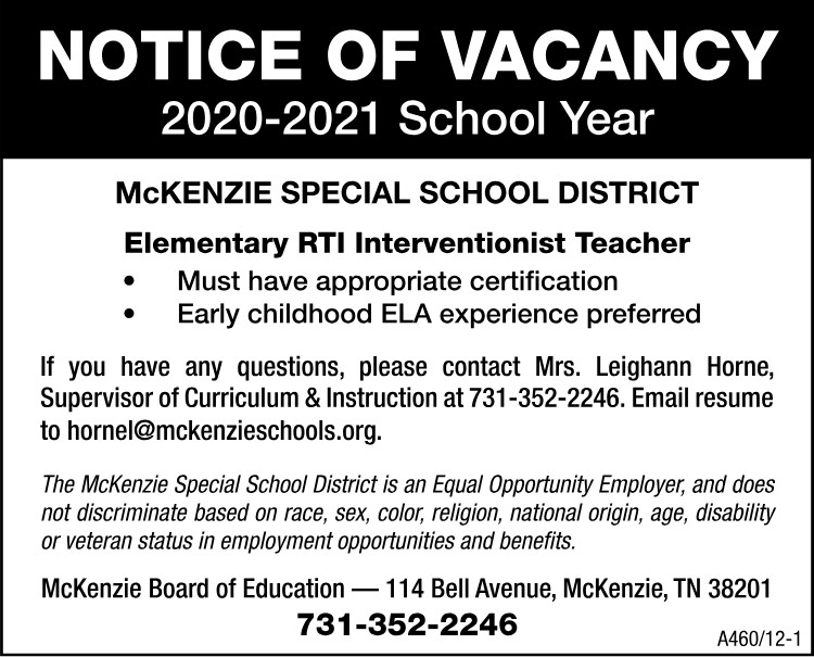MSSD - Hiring Elementary RTI Teacher