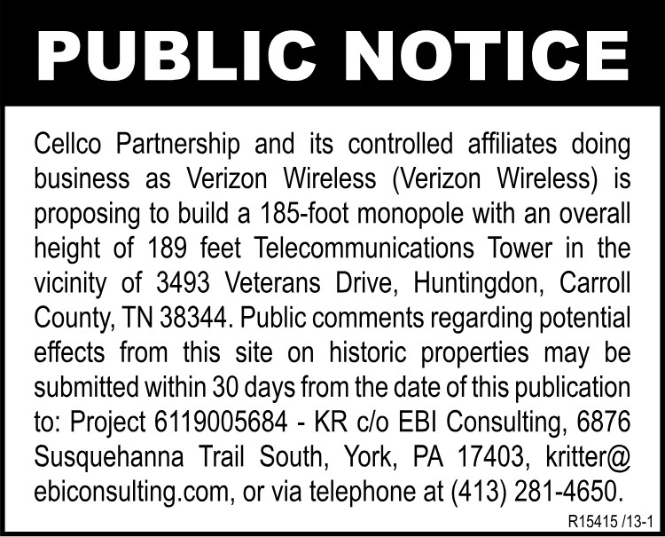 Public Notice - EBI Consulting - Cellco Partnership - Verizon Wireless