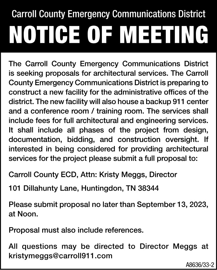 E911 Seeking Proposals for Architectural Services
