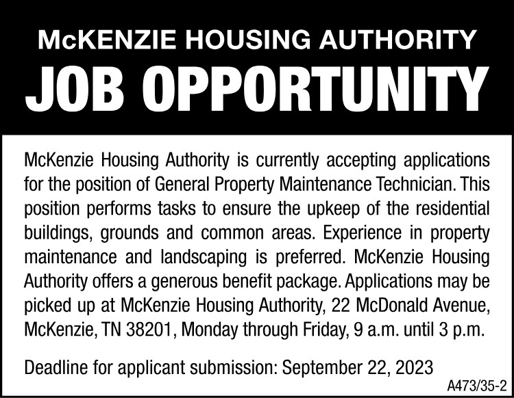 McKenzie Housing Authority Job Opportunity