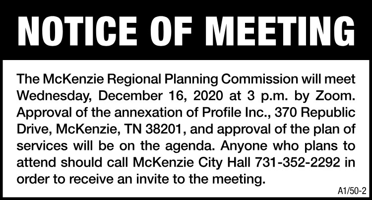 McKenzie Regional Planning Commission Meeting