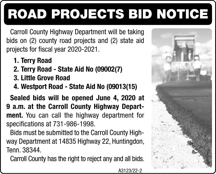 BID NOTICE CC hwy dept Road Projects