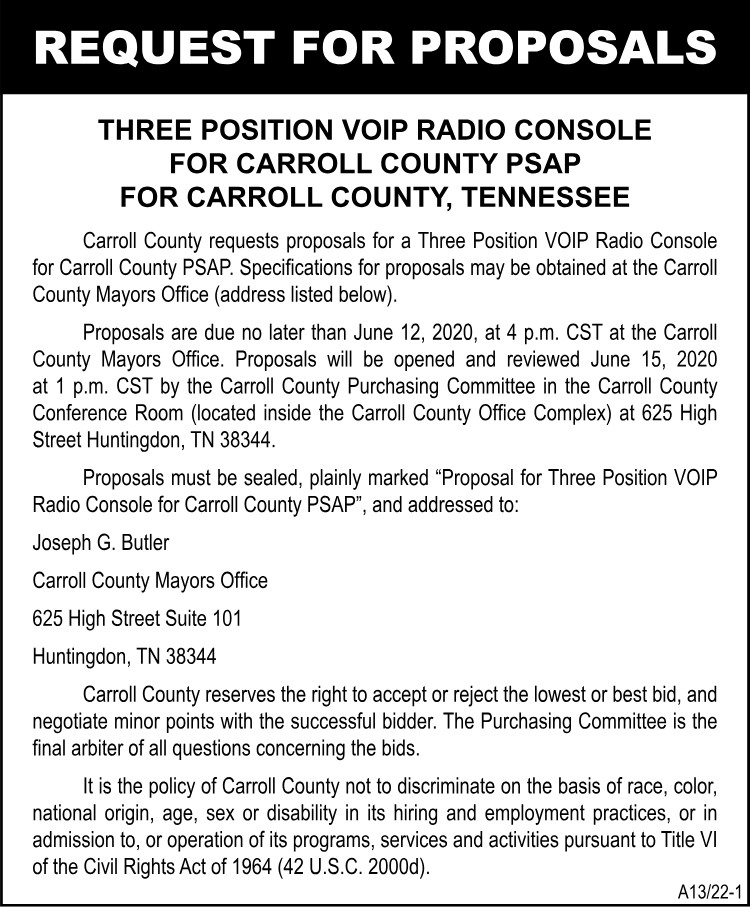 Carroll Co Request for Proposals - Radio Console