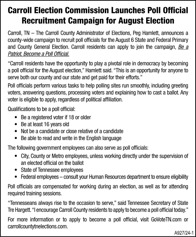 Carroll County Election - Poll Official Recruitment