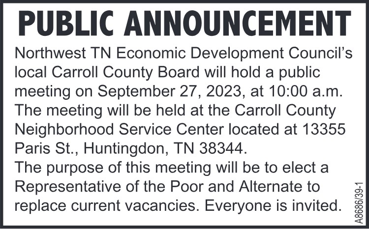 NW TN Eco. Dev. - Public Notice
