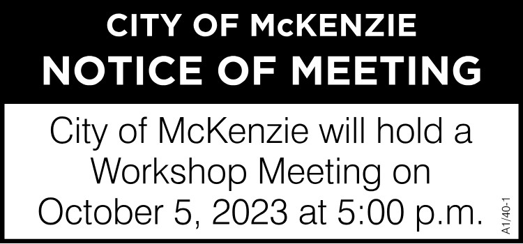 City of McKenzie Workshop Meeting