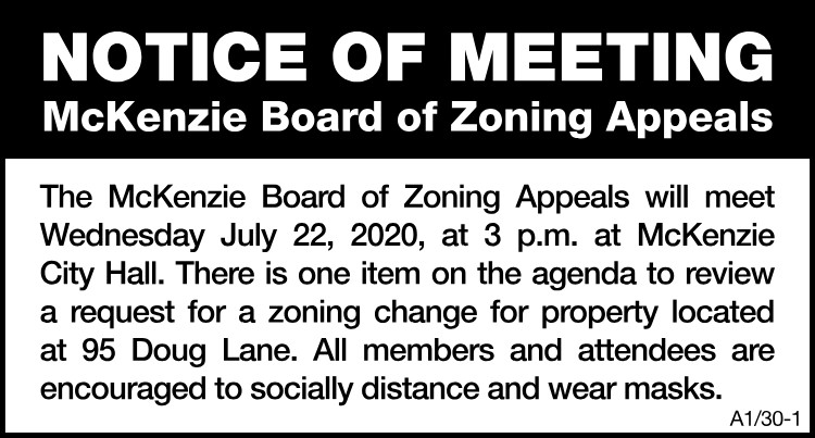 McKenzie Board of Zoning Appeals Meeting