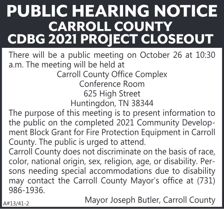 Carroll County Public Hearing Notice