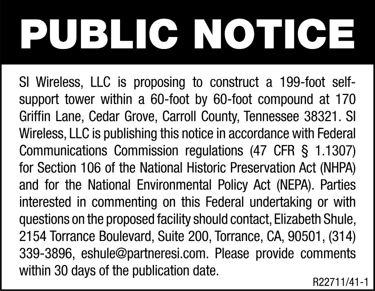 Public Notice - Tower for 170 Griffin Land