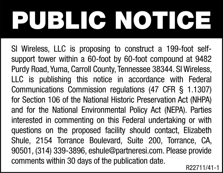 Public Notice - Tower for 9482 Purdy Road