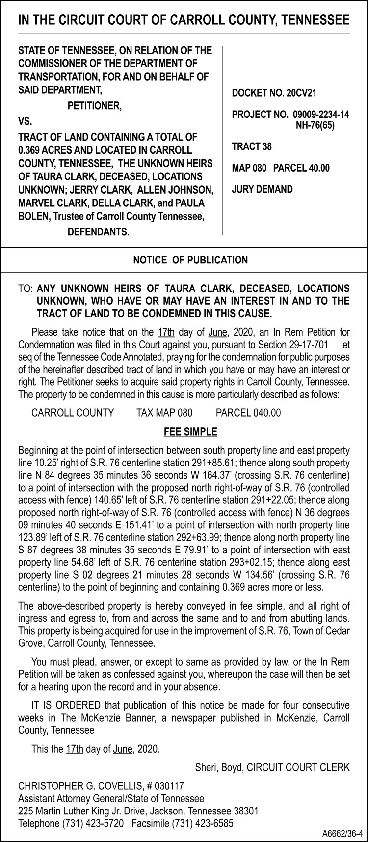 Notice of Publicaton - CLARK