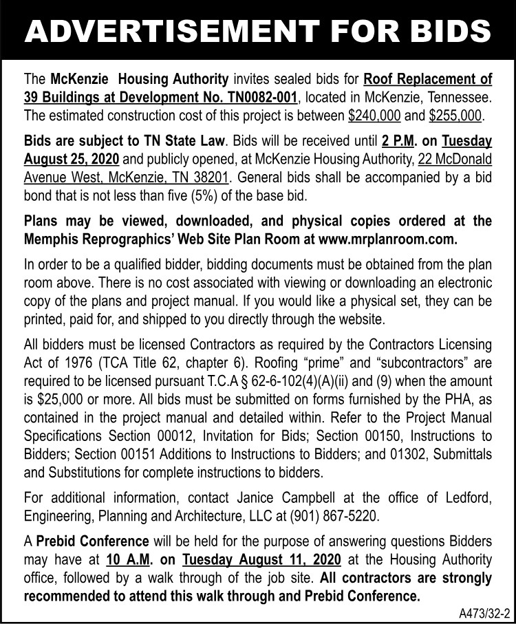 McKenzie Housing Authority - Sealed Bids