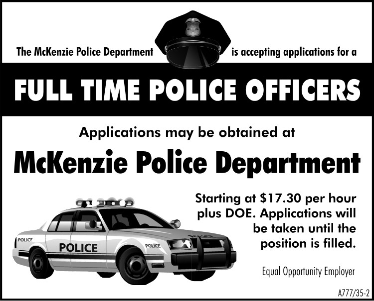 McKenzie Police Dept - Full Time Police Officer