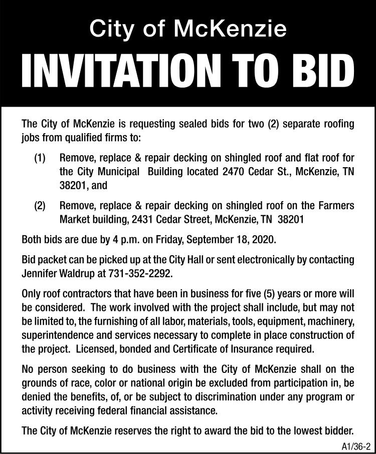 City of McKenzie - Bid for Roofing