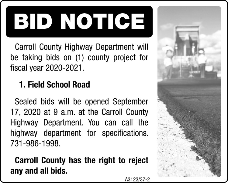 BID NOTICE CC hwy dept Field School Rd