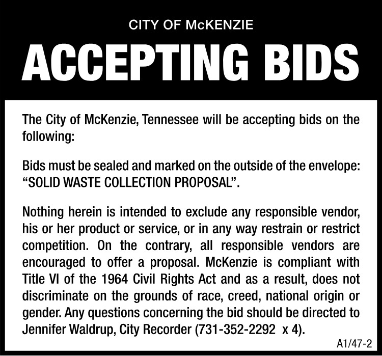 City of McKenzie Accepting Bids - Solid Waste