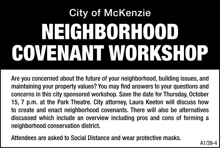City of McKenzie - Neighborhood Covenant Workshop