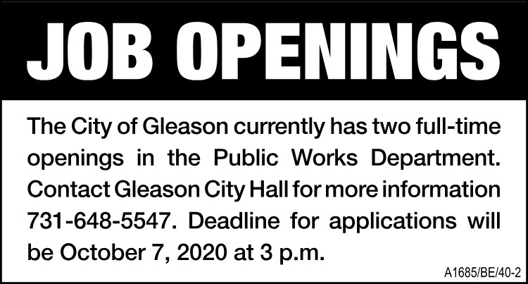 City of Gleason - Hiring in Public Works Dept