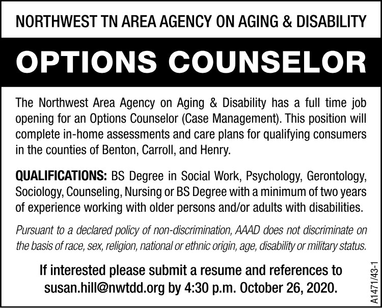 NW TN Area Agency on Aging - OPTIONS COUNSELOR