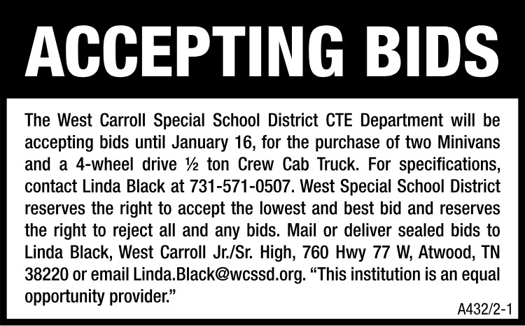 Accepting Bids - WCSSD Minivans