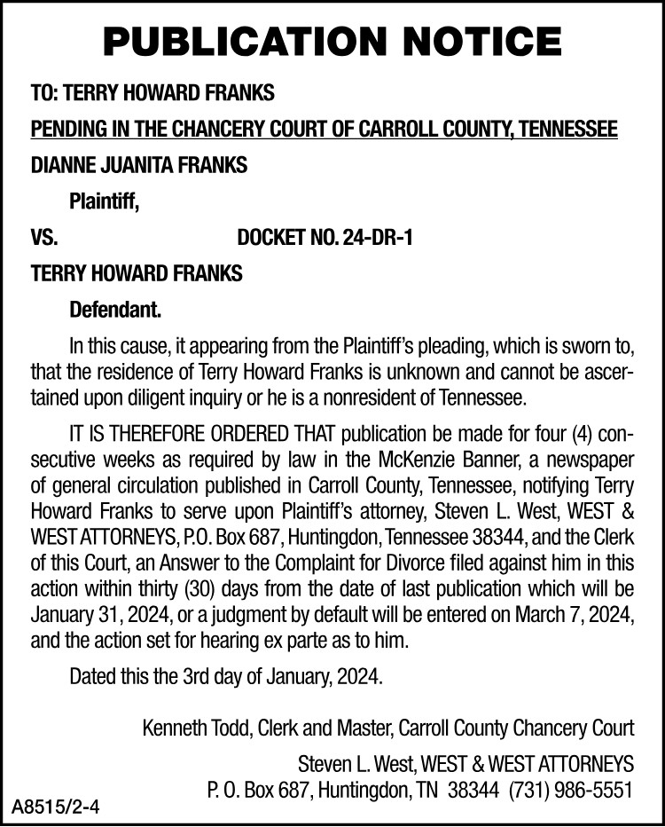 Publication Notice - Franks