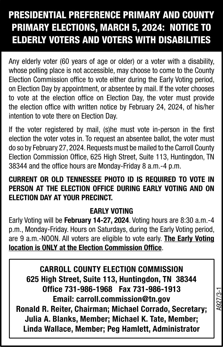 Notice to Elderly - Primary Election