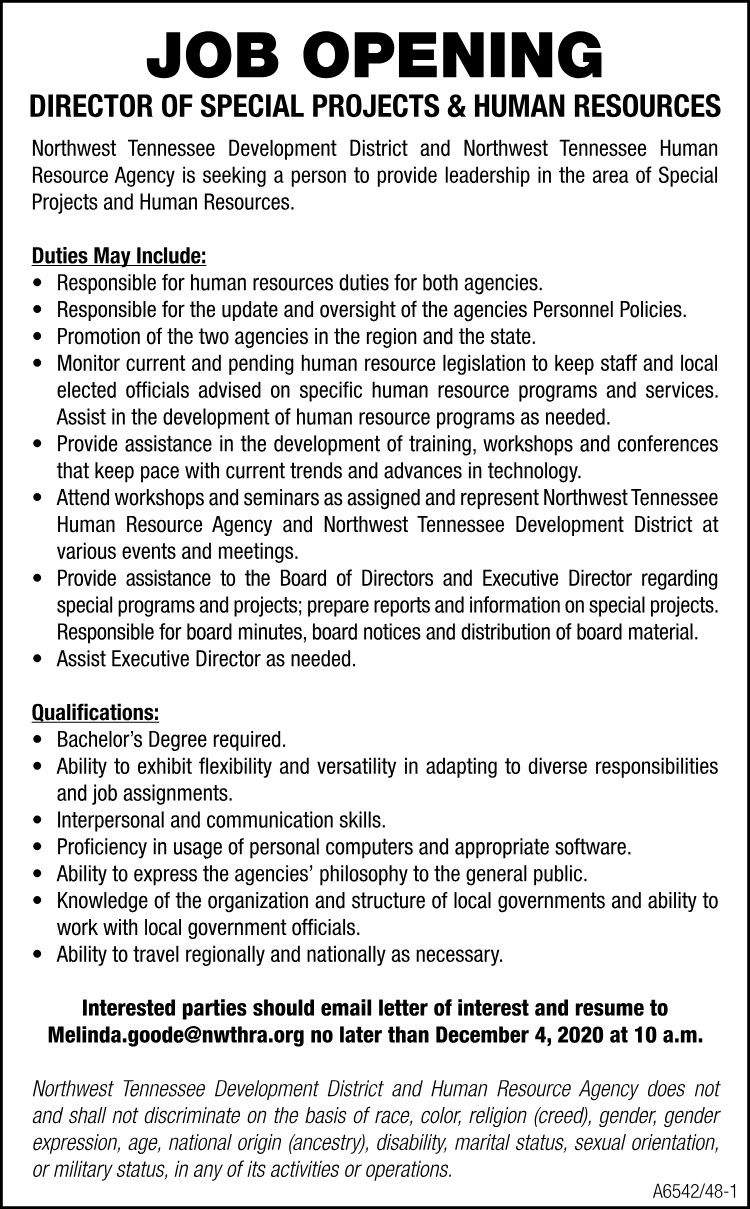 NWTN Job Opening - Director of Special Projects & Human Resources