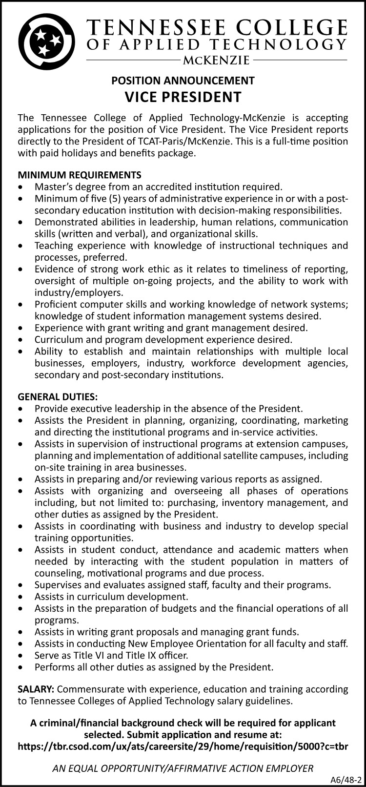 TCAT - Hiring Vice President