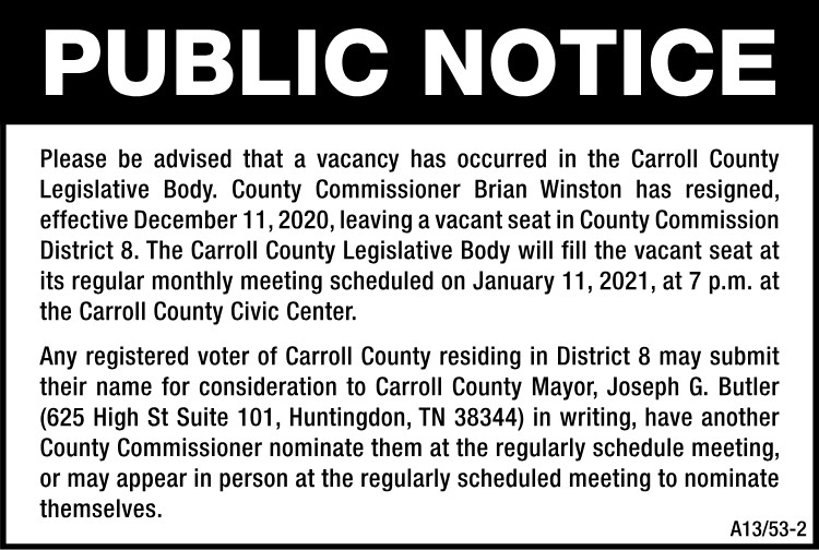 Public Notice - Vacancy Legislative Body