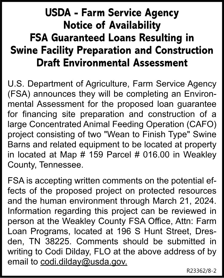 USDA - Notice of Availability
