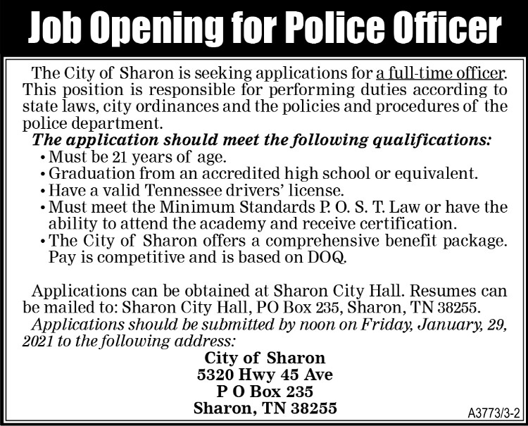 City of Sharon - Hiring Police Officer