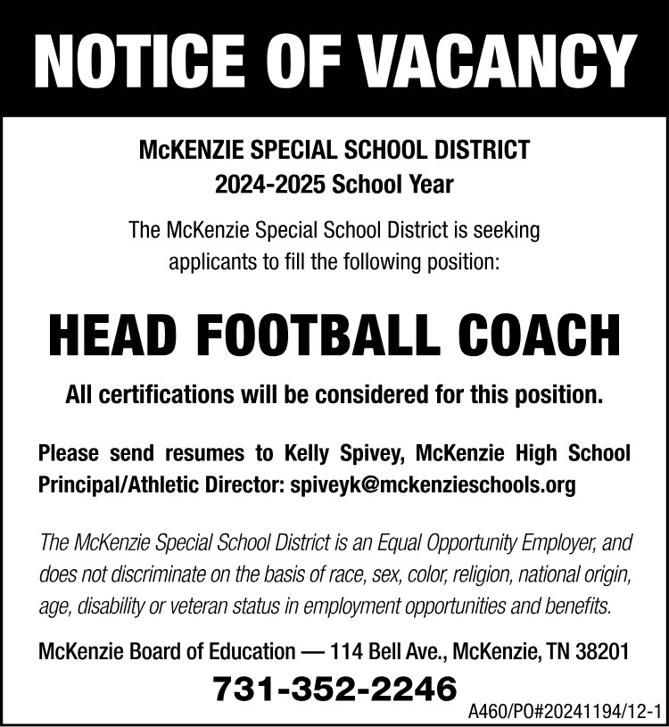 Notice of Vacancy - MSSD Football Coach