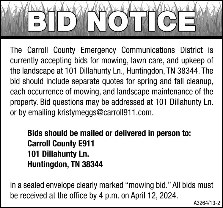 Carroll County E911 - Bids for Mowing